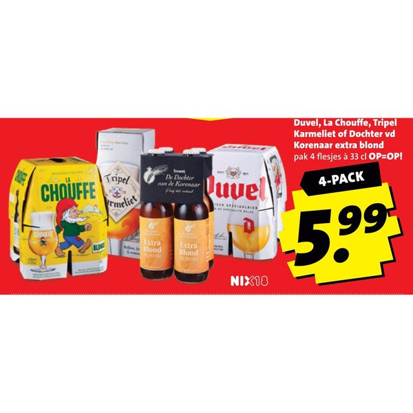 Speciaalbier 4-pack (Duvel, La Chouffe, Tripel Karmeliet of De Dochter van de Korenaar)