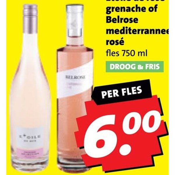 Etoile de rosé grenache of Belrose mediterrannee rosé
