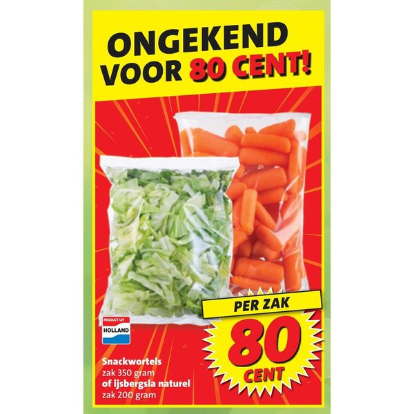 Snackwortels of ijsbergsla naturel