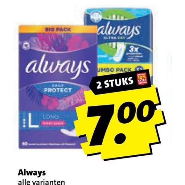 Always maandverband of inlegkruisjes
