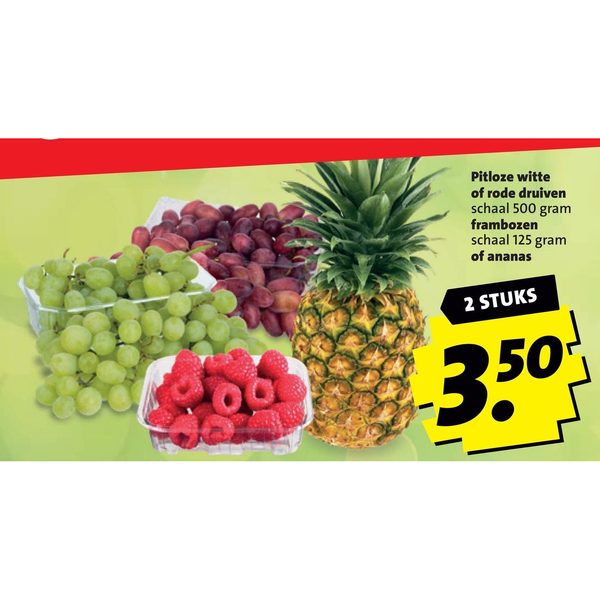 Pitloze druiven, frambozen of ananas