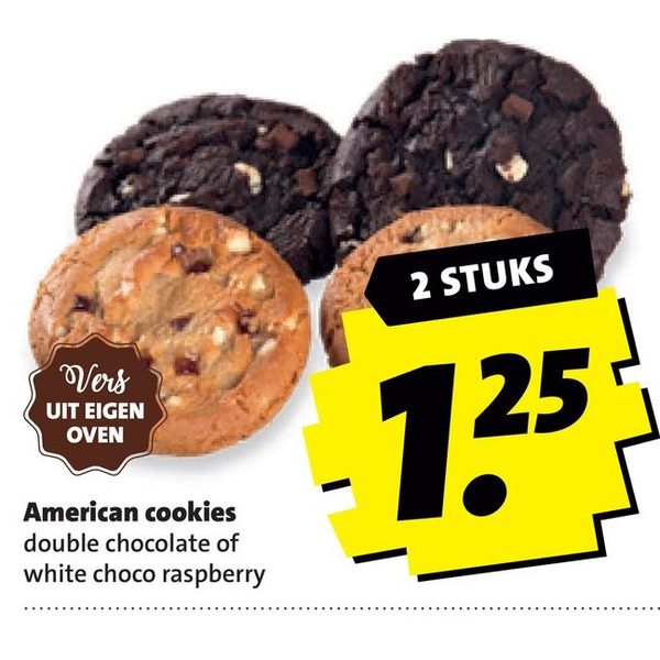 American cookies double chocolate of white choco raspberry