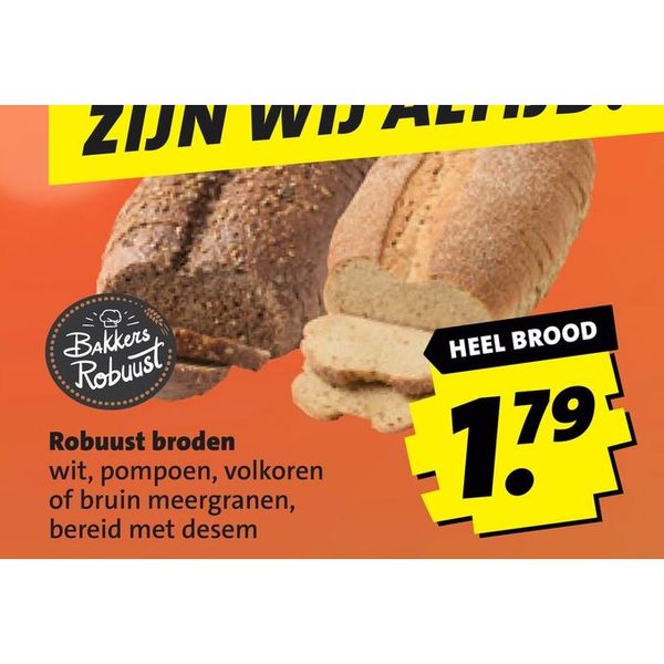 Robuust broden wit, pompoen, volkoren of bruin meergranen