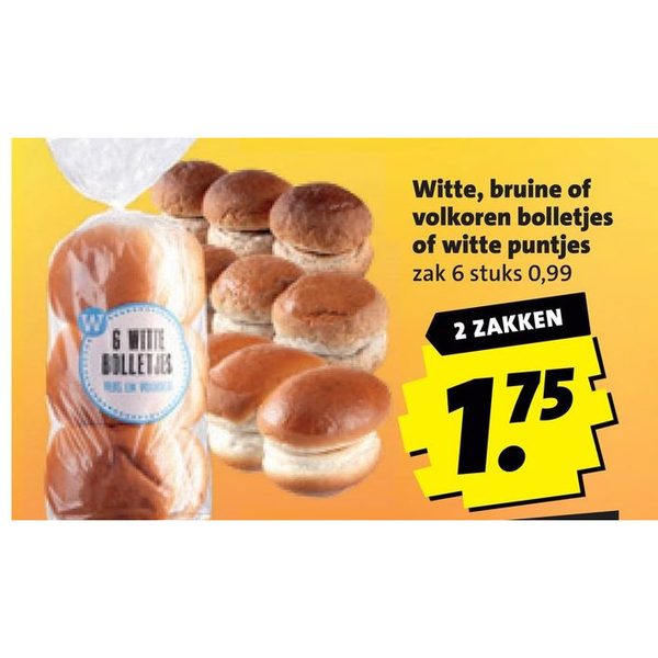Witte, bruine of volkoren bolletjes of witte puntjes