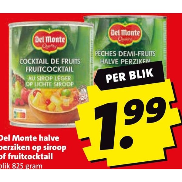Halve perziken of fruitcocktail op siroop