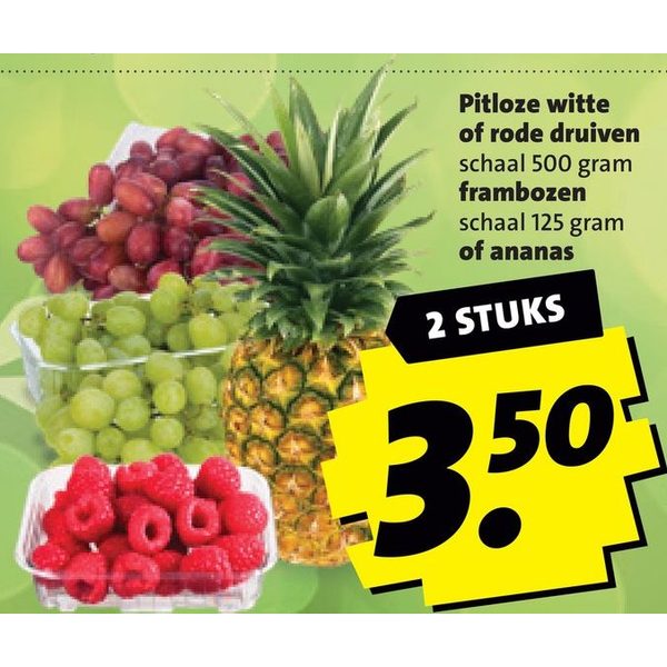 Druiven, frambozen of ananas