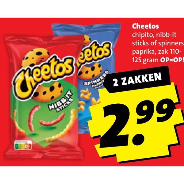 Cheetos chipito, nibb-it sticks of spinners paprika