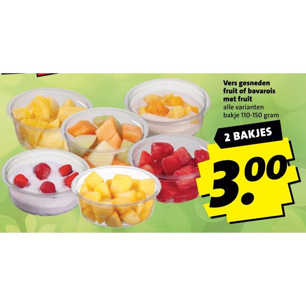 Vers gesneden fruit of bavarois met fruit
