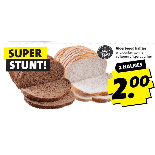 Bakkers Trots vloerbrood halfjes