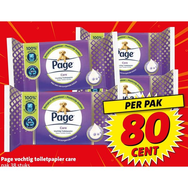 Page vochtig toiletpapier care