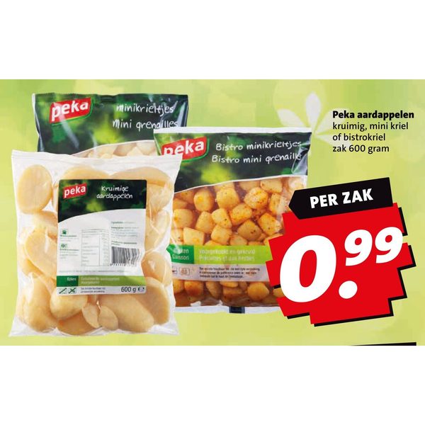 Peka aardappelen kruimig, mini kriel of bistrokriel