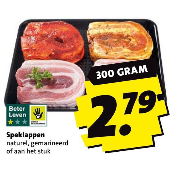 Speklappen naturel, gemarineerd of aan het stuk