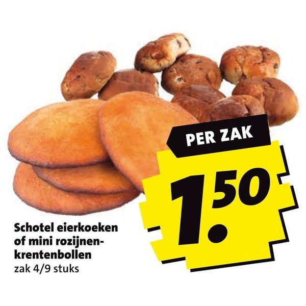 Schotel eierkoeken of mini rozijnen-krentenbollen
