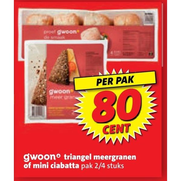 gwoon triangel meergranen of mini ciabatta