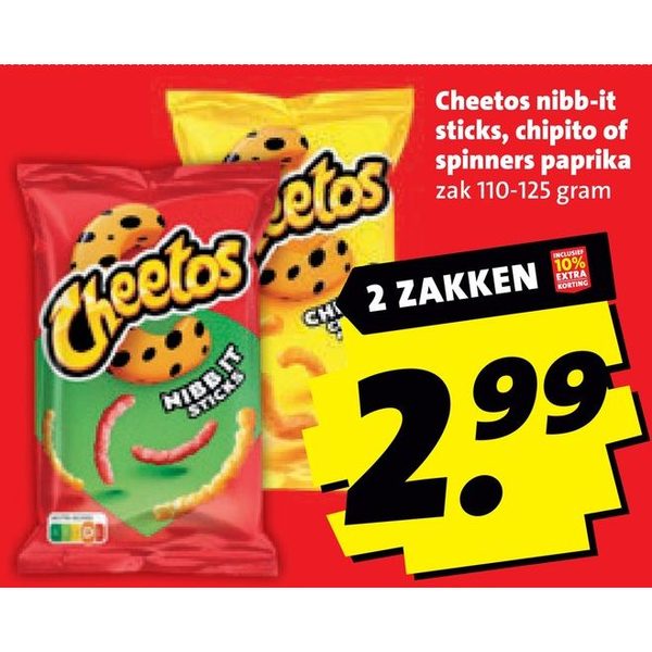 Cheetos nibb-it sticks, chipito of spinners paprika
