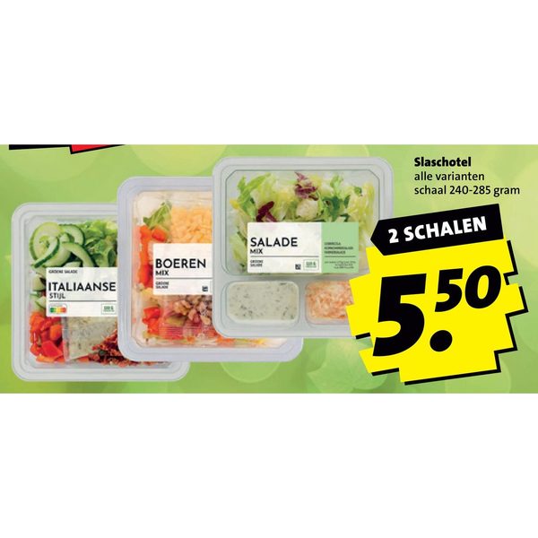 Slaschotel alle varianten