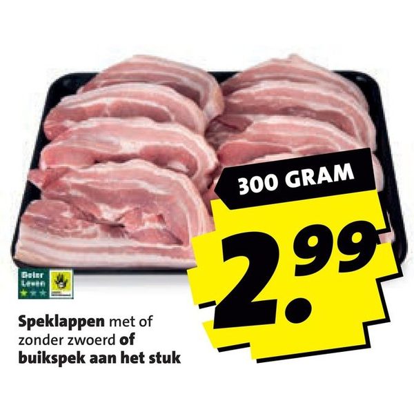 Speklappen met of zonder zwoerd of buikspek aan het stuk