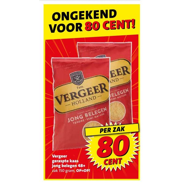 Vergeer geraspte kaas jong belegen
