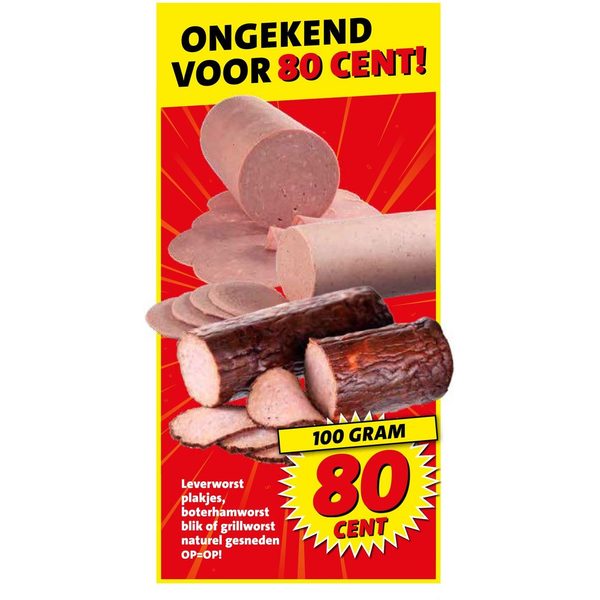Leverworst plakjes, boterhamworst blik of grillworst naturel