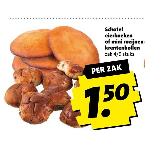 Schotel eierkoeken of mini rozijnen-krentenbollen