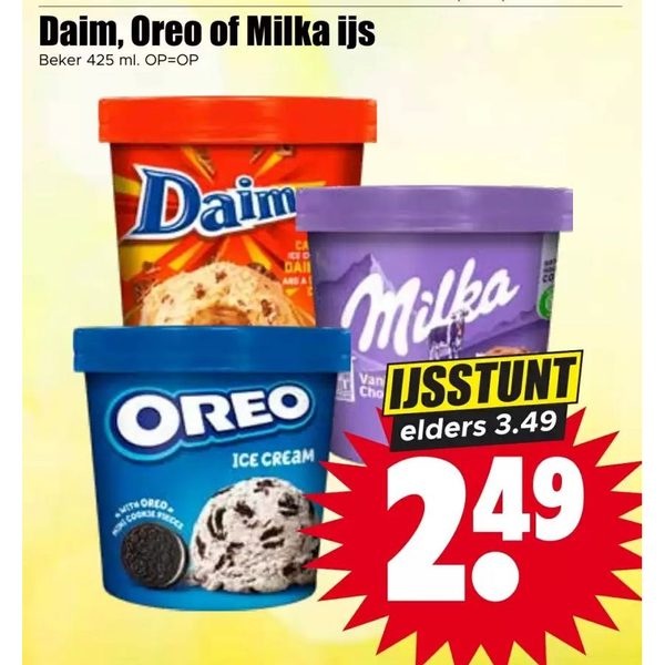Daim, Oreo of Milka ijs