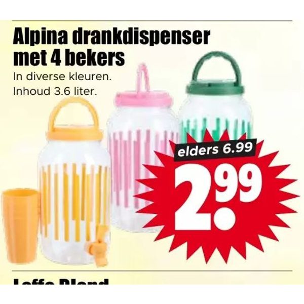 Alpina drankdispenser met 4 bekers