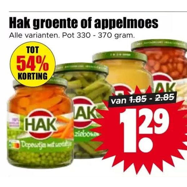 Hak groente of appelmoes