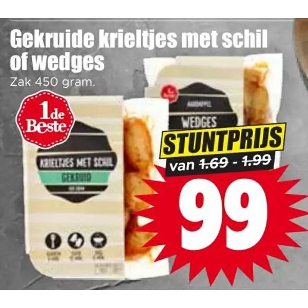 Gekruide krieltjes met schil of wedges