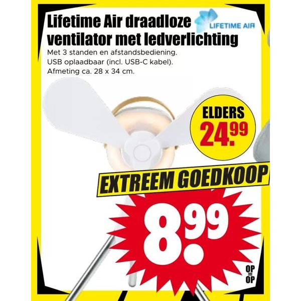 Draadloze ventilator met ledverlichting