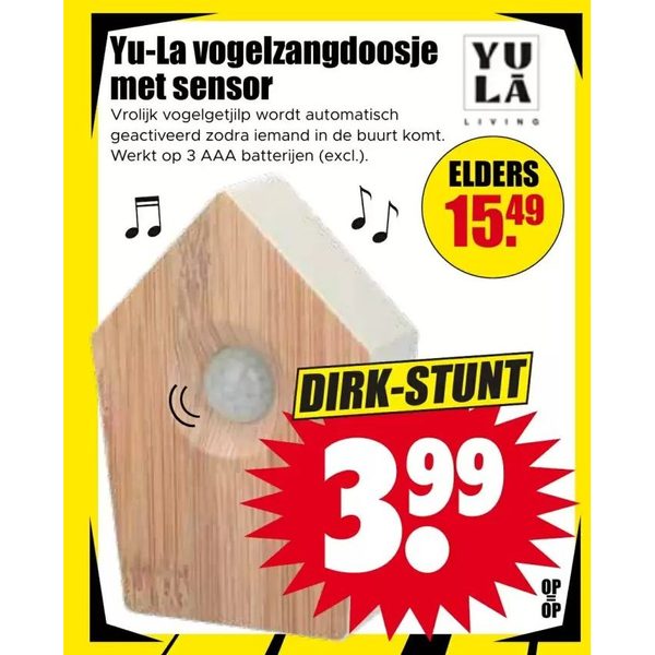 Yu-La vogelzangdoosje met sensor