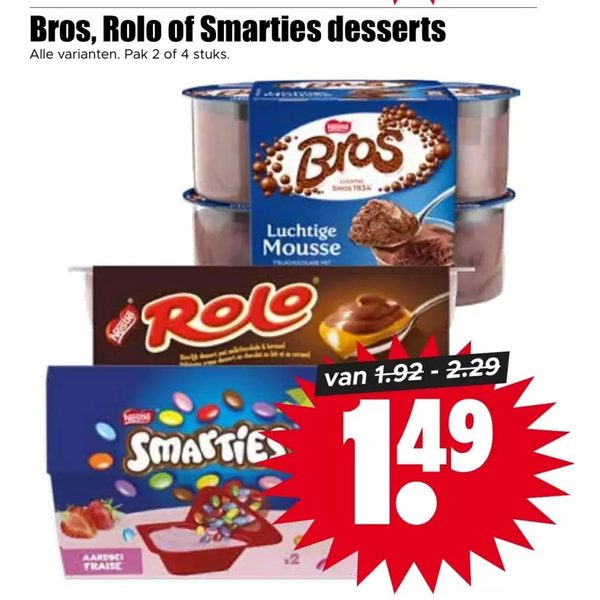 Bros, Rolo of Smarties desserts