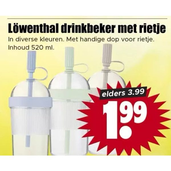 Löwenthal drinkbeker met rietje