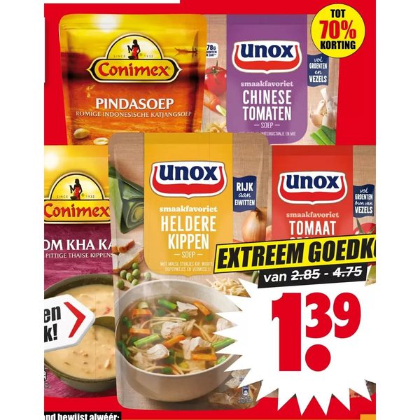 Unox of Conimex soep in zak