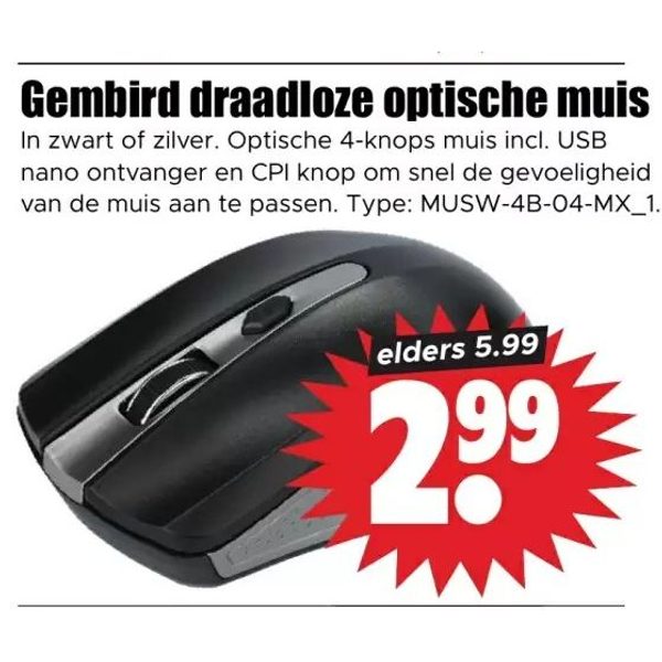 Gembird draadloze optische muis