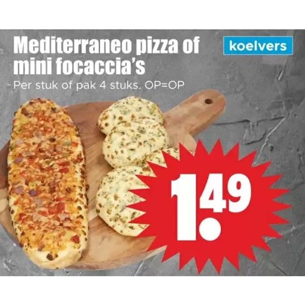 Mediterraneo pizza of mini focaccia's
