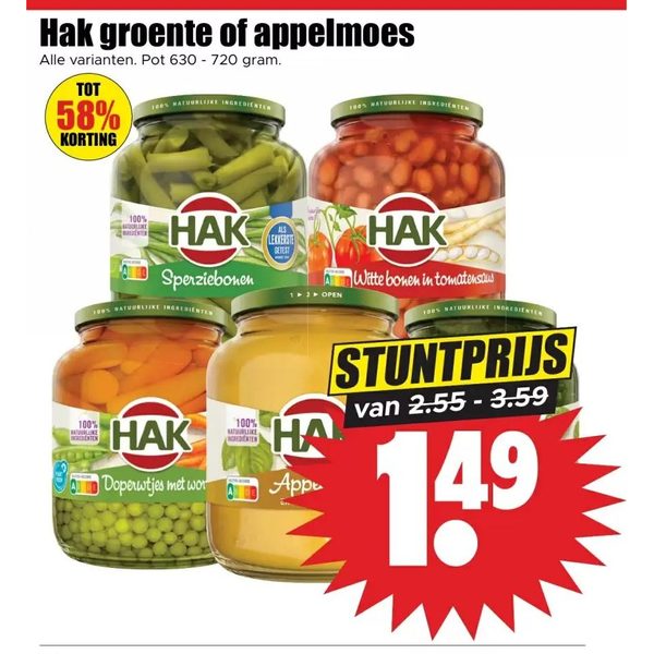 Hak groente of appelmoes