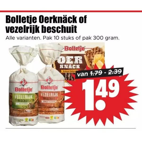 Bolletje Oerknäck of vezelrijk beschuit