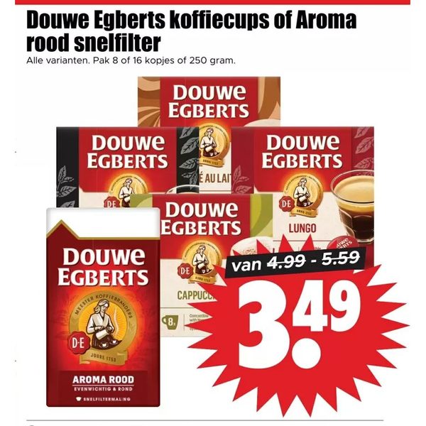 Douwe Egberts koffiecups of Aroma rood snelfilter