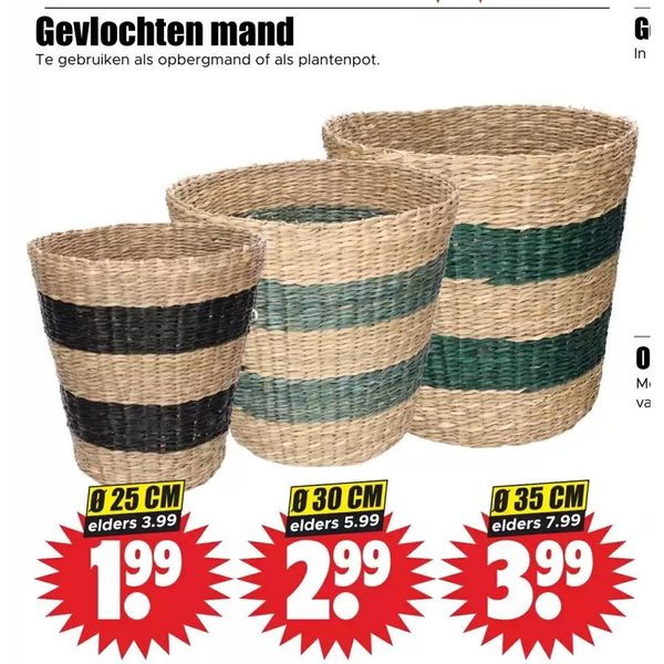 Gevlochten mand 25 cm