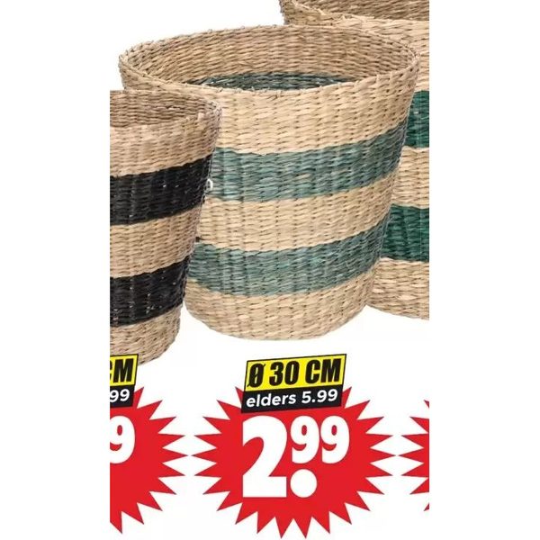Gevlochten mand 30 cm