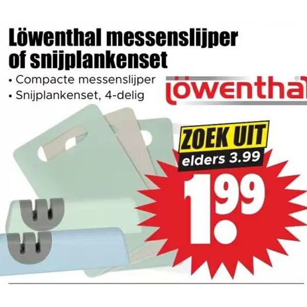 Löwenthal messenslijper of snijplankenset