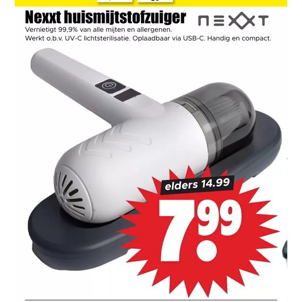 Nexxt huismijtstofzuiger