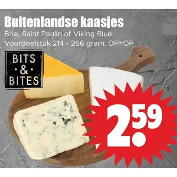 Buitenlandse kaasjes (Brie, Saint Paulin of Viking Blue)
