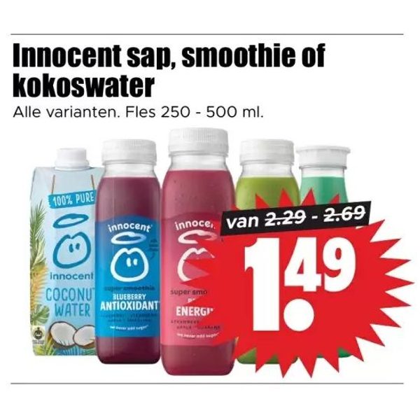 Innocent sap, smoothie of kokoswater