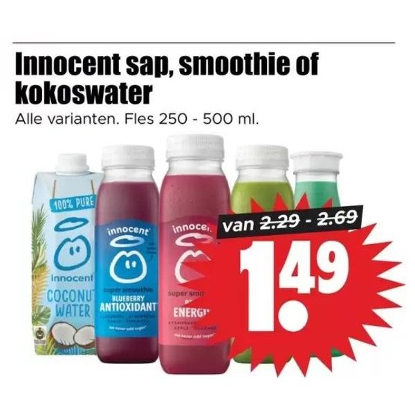 Innocent sap, smoothie of kokoswater