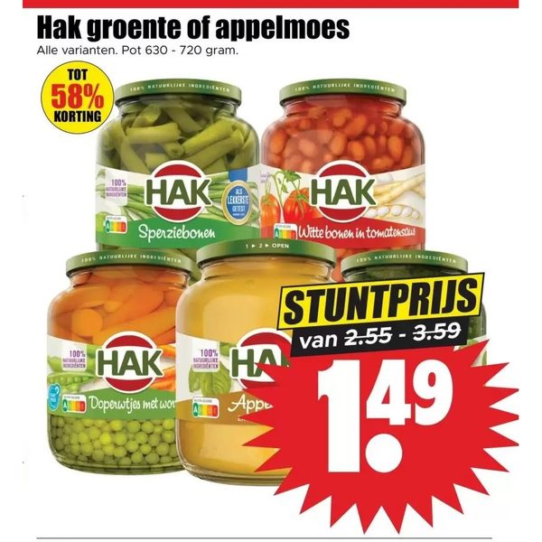 Hak groente of appelmoes