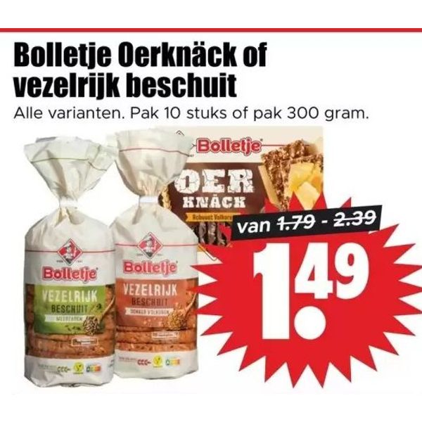Bolletje Oerknack of vezelrijk beschuit