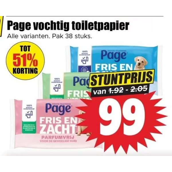 Page vochtig toiletpapier