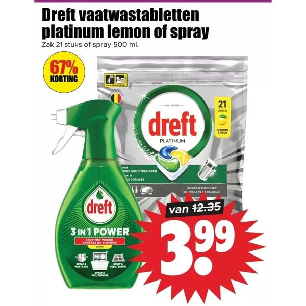 Dreft vaatwastabletten platinum lemon of spray
