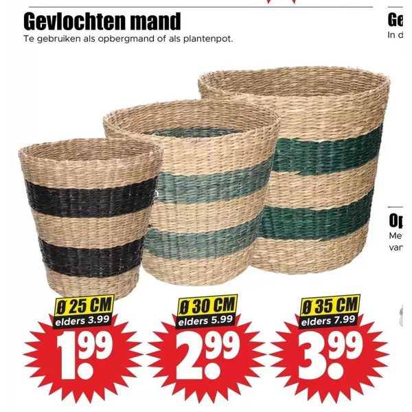 Gevlochten mand Ø 25 cm